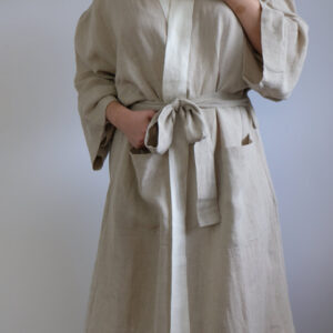 Linen Robe - Naturally Natural with Whisper White Trim